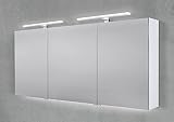 Intarbad ~ Spiegelschrank 160 cm integrierte 2X Multi LED Acryl Beleuchtung Doppelspiegeltüren Halifax Eiche Natur IB1978