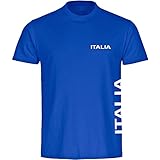 VIMAVERTRIEB Herren T-Shirt Italia Brust und Seite blau - Männer Shirt Fanartikel Fanshop Trikot Fußball EM WM Italien, Größe:4XL