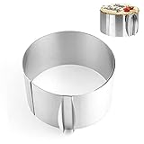 1 Pcs Kuchenring Verstellbar, Tortenring Verstellbar, Tortenring Edelstahl, Backring Hoch, Tortenring mit Griffen, Backring von 16 bis 30 CM, mit Dem Variablen Tortenring für Kleine und Groß