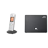 Gigaset E390HX - Schnurloses Telefon zum Anschluss an vorhandene DECT-Basis - Silber-Schwarz & DECT Basisstation GO Box 100 - Verbindung analog über TAE-Anschluss oder per LAN-Kabel an Ihrem R