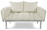 EasySitz Schlafsofa Sofa 2 Sitzer Kleines Couch 2-Sitzer Schlafsessel für Zweisitzer Personen Mein Futon Sitzen EIN Einer Farbauswahl (Creme)