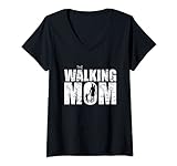 Damen THE WALKING MOM Mama Kinder Geschenk Dead Mutter Vintage T-Shirt mit V