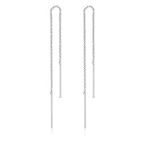 DTPsilver® Ohrringe 925 Sterling Silber - Durchzieher Kette und Keltischer Knoten Ohrhänger - Durchzieher Kette mit Stange Ohrhänger - Länge: 105