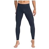 CHUXI 2021 Herren Yogahose Sport Stretch Fitness Training Tights Hohe Taille Atmungsaktiv Schnell Trocknende Legginghose, Marineblau, 34-37