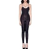 TiaoBug Damen Neckholder Body Rückenfrei Jumpsuit Tiefer V-Ausschnitt Ganzkörperanzug Ärmellos Overall Offen im Schritt Mit Reisverschluss Leotard Schwarz B Einheitsgröß