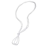 COOLSTEELANDBEYOND Sommer Lariat Halskette Hortensie Franse Quaste Anhänger Weiß Kristall Perlen Zwei Strang Lange Kette Y-F