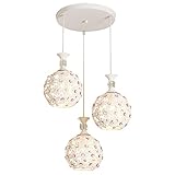 ZHBU 3 Kopf Pendelleuchte Schweißscheibe Hängelampe Hohle Lila Blume Lampenschirm Einfache Eisen Pendelleuchte Dreiköpfiger Kronleuchter Geeignet Für Schlafzimmer Und W