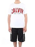 Calvin Klein Jeans Herren T-Shirt Curved Varsity Weiss (10) XL
