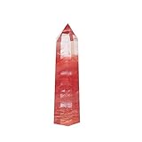 KUYIN Natürliche Dekoration Natürlicher Kristall Rhodochrose Quarz Punkt Heilstein Sechseckige Prismen 40-50mm Obelisk Zange Behandlung Stein DIY Geschenk Dropship (Color : Red)