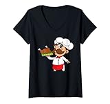Damen Essen Kochen Koch Küchen Küchenchef Braten Gänsebraten BBQ T-Shirt mit V