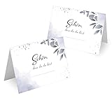Tischkarten Hochzeit Geburtstag DIN A7 - Design Platzkarten zum Beschriften in vielen verschiedenen Designs (50x Stück, Eisblätter)