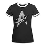 Spreadshirt Star Trek Discovery Delta Abzeichen Used Look Frauen Kontrast T-Shirt, XL, Schwarz/Weiß