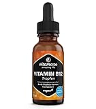 Vitamin B12 Tropfen hochdosiert & vegan 500 mcg, 50 ml (1700 Tropfen), Methylcobalamin & Adenosylcobalamin flüssig, Nahrungsergänzungsmittel ohne Zusatzstoffe, Made in Germany