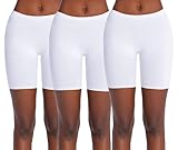 Ekouaer Boyshort Panties Damen Weiche Unterwäsche Slips Unsichtbar Hipster 3er Pack oder 4er Pack Nahtlose Boxer Brief Panties S-XXL, Lange Beine, Weiß, 3 Stück, S