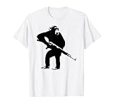 Affe mit Waffe in der Hand Graffiti Kunst T-Shirt Damen Mann T-S