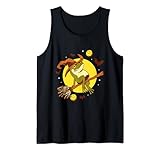 Halloween Vollmond Mond Frosch Grafik Motiv Besen Hexe Tank Top