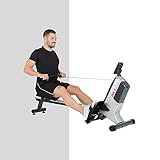 HAMMER Rudergerät RX1 für zu Hause - klappbare Rudermaschine mit Magnetbremssystem, kugelgelagertem Sitz, bis 120 kg Nutzergewicht und integriertem Pulsempfänger für Brustg