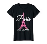 Damen Paris Je T'adore Frankreich Rosa Eiffelturm Souvenir Geschenk T-S