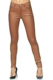 Elara Damen Hose Kunstleder Push Up Effekt Chunkyrayan E621-3 Brown-38 (M)