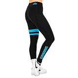 SOURKRAUTS Leggings für Damen I Frauen Alltags- & Sporthose mit Print I Figurformende Sportleggins in Schwarz-Hellblau Gr. XS