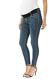 V VOCNI Umstandsmode Skinny Jeans für Frauen Low Rise Elastisch Panel Button Detail Schwangerschaft Denim Jeans, blau,