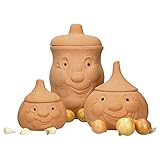 HUIJK 3tlg. Terrakotta Set Knoblauchtopf Zwiebeltopf Kartoffeltopf Vorratstöpfe Töp