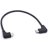 Triamisus Typ C auf Micro-USB-Kabel, 90 Grad USB-C-Stecker auf Micro-B-Stecker-Adapterkonverter - Schw