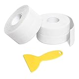 2 Rollen Selbstklebend Dichtungsband PE, 38mm X 3,2m Wasserdicht Dichtungsband zum Duschen, Selbstklebendes Kantenschutz Leiste für Küche,Toilette, Wandecke, Badezimmer (Weiß)