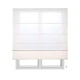 STORESDECO Raffrollo mit Stangen, lichtdurchlässiges Faltrollo für Fenster und Türen | Ekrü, 60 cm x 175