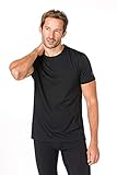 super.natural Herren Kurzarm T-Shirt, Mit Merinowolle, M BASE TEE 175, Größe: XXXL, Farbe: Schwarz (Jet Black)