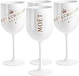 4 Stück Moët &Chandon Ice Imperial Champagnerglas set，0.48L Acryl-Glas Champagnergläser,Wine Party Moet Rose Piccolo Kunststoff Weinglas Sektglas, Weiß