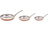 CasaXXl 3er Set Kupferpfanne türkisch aus massivem Kupfer - traditionelle Eierpfanne im Pfannen Set mit 14,5 cm, 16,5 cm & 18 cm D