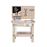 Coemo Kinder Werkbank Klaus Werkzeugbank Holz inkl. Werkzeug Spielzeug Farbe: G
