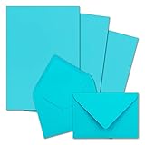 25x Briefpapier-Sets DIN A5 mit C6 Briefumschlägen - Türkis - Nassklebung - mattes Schreibpapier mit Kuverts - FarbenFroh by GUSTAV NEUSER