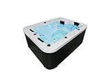 HOME DELUXE - Outdoor Whirlpool - White Marble Pure - Maße: 210 x 160 x 85 cm - Inkl. Heizung, 27 Massagedüsen und 9 Lichtquellen | Jacuzzi Außen Whirlpool Spa für 3