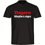 VIMAVERTRIEB® Herren T-Shirt Bayern - kämpfen und Siegen - Druck:rot - Shirt Männer Fußball Fanartikel Fanshop - Größe:4XL schw