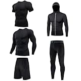 eiuEQIU Herren Sportbekleidung 10 Stück, Männer Funktionsshirt Kompression Set Schnelltrocknend Atmungsaktiv Fitness Laufsportanzug Sportwear Morgendlicher Anzug Basketball Trainingsanzüg
