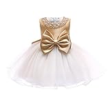 Baby Kleid Mädchen Geburtstag Partykleid Taufkleid Kleinkinder Bowknot Tüllkleid Tütü Prinzessin Blumenmädchen Hochzeit Brautjungfer Festliches Festkleid Babybekleidung Sommerkleid Gold 6-12 M