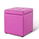 QAZX Fußhocker Style Home Sitzhocker Sitzbank Aufbewahrungsbox mit Stauraum Faltbarer Sitzwürfel Sitztruhe belastbar (Color : Purple)