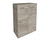 FACKELMANN Doppel-Midischrank B.Style/Badschrank mit gedämpften Scharnieren/Maße (B x H x T): ca. 60,2 x 82,6 x 32 cm/hochwertiger Schrank fürs Bad mit 2 Türen/Korpus & Front: G