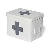 Theo&Cleo Medizin Box Metall, Erste Hilfe Kasten Koffer Schrank, Arzneischrank Medizinkoffer Retro, Medizinschrank, 22 * 16 * 16 cm (Weiß-22CM)