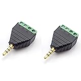 DISDIM 3,5 mm 4-poliger Balun-Konverter-Adapter, Audio-Video-Stecker auf 4 Schrauben, lötfreie Terminal-Buchse für Stereo-Sound-Mikrofon-Kopfhörer (2er-Pack)