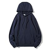 YBYRLHH Unisex Fleece Pullover Plain Hoodie Sweatshirt Casual mit Kanga Tasche(Color:Navy,Size:3XL)
