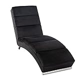 Mingone Relaxliege mit rückenlehne liegestuhl Wohnzimmer Samt Ergonomisch Liege Relax Holiday Loungesessel Liege mit Modernem Design Liegesessel (Schwarz, 1)