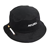 LAMCOTIVE Anglerhut Herren, Fischerhut Schwarz Bestickt Faltbar Bucket Hat Sonnenschutz Geschenke, Baumwolle 56-58