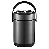 Yeah-hhi Thermobehälter Für Essen Für Erwachsene Leckdichte Edelstahl-Lunchbox Für Männer, Frauen, Büro, Schule, Picknick, Reisen, Outdoor,Schwarz,1.6L