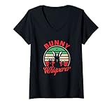 Damen Bunny Whisperer Retro Vintage Kaninchen Liebhaber Kostüm T-Shirt mit V