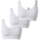 UnsichtBra Bustier Damen BH ohne Buegel | 3er Set Wohlfühl Bustiers Tops | Bügelloser Soft Bra | Schlaf Still Sport Büstier 3 x Weiß (wellbra_www)(S)