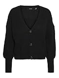 VERO MODA Damen VMLEA LS V-Neck Cuff Cardigan NOOS Strickjacke, Black, M