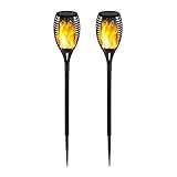 BIVJX Garten LED Solar flackernd Tanzlichter Wandmontage Flamme Fackel Solarlicht im Freien Dekorative Lampe for Garten Courtyard Patio Pfad für Garten im Freien (Emitting Color : 2Pcs)